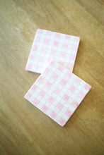 Pink Painted Buffalo Check Marble Coasters