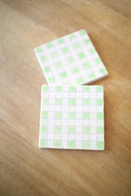 Green Painted Buffalo Check Marble Coasters