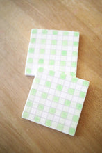 Green Painted Buffalo Check Marble Coasters