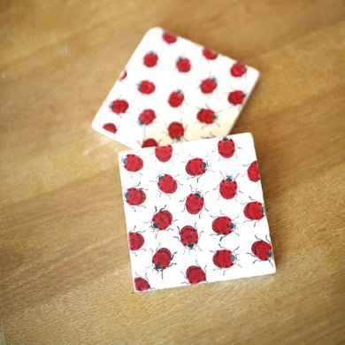 Lady Bug Marble Coasters