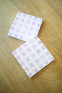 Purple Painted Buffalo Check Marble Coasters