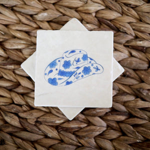 Coastal Cowgirl Hat Marble Coasters