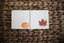 Pumpkin and Fall Leaf Marble Coaster Set