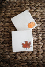 Pumpkin and Fall Leaf Marble Coaster Set