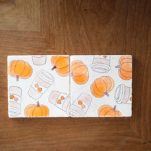 Pumpkin Spice Latte and Pumpkins Marble Coasters