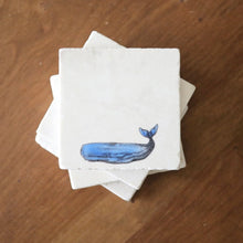 Whale Nautical Marble Coaster Set