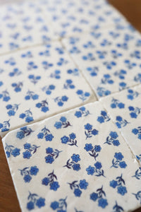 Blue Flowers Marble Coasters