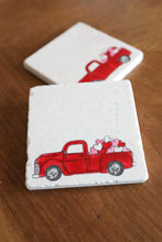 Valentines Day Vintage Truck Marble Coaster Set/ Valentines Day decor/ vintage truck decor/ stone coasters