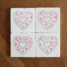Heart Valentine's Day Donut Marble Coasters