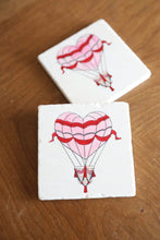 Valentine's Day Heart Hot Air Balloon Marble Coasters