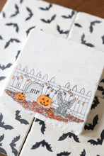 Painted Halloween Scene Halloween Marble Coasters with jack-o-laterns and head stone- halloween decor, halloween coasters, stone coasters