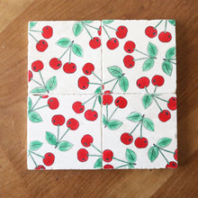 Cherry Painted Marble Drink Coaster