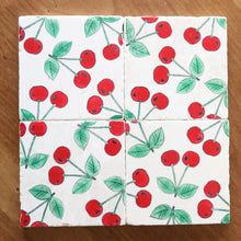 Cherry Painted Marble Drink Coaster