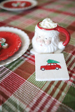 Vintage Car with Christmas Tree Marble Coaster Decor- Christmas Marble Coaster/ Christmas Decor/ Farmhouse Decor Vintage Stone Tile Coaster