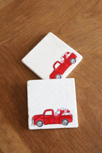 Valentines Day Vintage Truck Marble Coaster Set/ Valentines Day decor/ vintage truck decor/ stone coasters