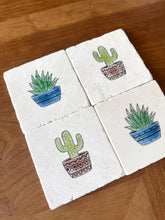 Cactus and Succulent Marble Coasters - Hand Stamped and Painted