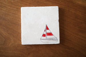 Sailboats Marble Coaster Set