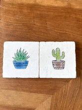 Cactus and Succulent Marble Coasters - Hand Stamped and Painted