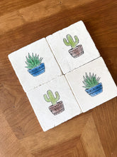 Cactus and Succulent Marble Coasters - Hand Stamped and Painted