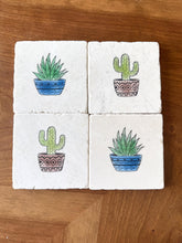 Cactus and Succulent Marble Coasters - Hand Stamped and Painted