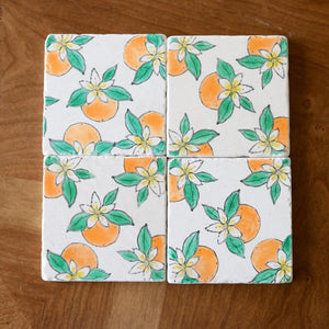 Orange Blossom Marble Coasters