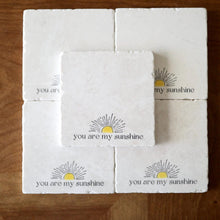 you are my sunshine marble coaster set gift- you are my sunshine gift- marble stone tile custom drink coaster set- sunshine coasters