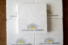you are my sunshine marble coaster set gift- you are my sunshine gift- marble stone tile custom drink coaster set- sunshine coasters