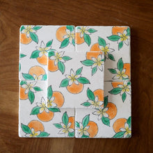 Orange Blossom hand painted marble coasters
