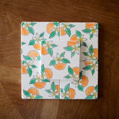 Orange Blossom Marble Coasters