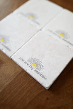you are my sunshine marble coaster set gift- you are my sunshine gift- marble stone tile custom drink coaster set- sunshine coasters