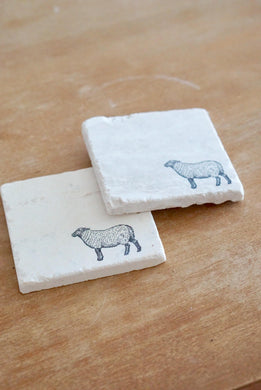 Sheep Marble Coasters - Lace, Grace & Peonies