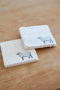 Sheep Marble Coasters - Lace, Grace & Peonies