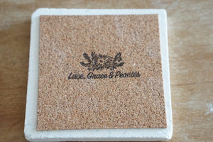 Friends Inspired Marble Coaster Set - Lace, Grace & Peonies