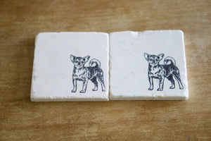Chihuahua Dog Marble Coasters - Lace, Grace & Peonies
