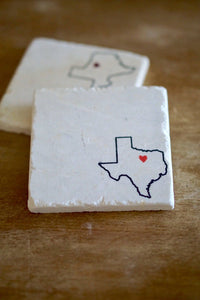 Texas Marble Coaster/ Texas Love/ Texas Decor/ Dallas/ Houston/ Austin/ tile coaster/ stone coasters/ marble coasters/ drink coasters