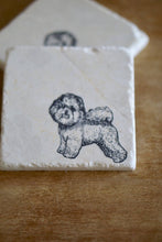 Bichon Frise Dog Marble Coasters - Lace, Grace & Peonies