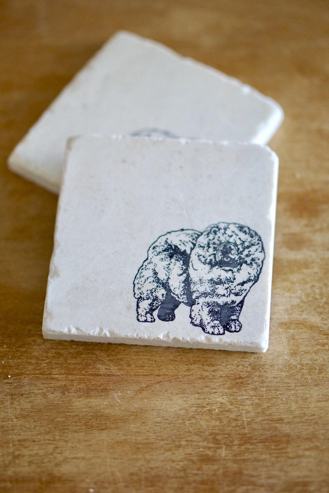 Chow Chow Dog Marble Coasters - Lace, Grace & Peonies