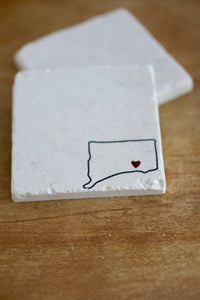 Connecticut Gift Marble Coasters/Connecticut Home/ Connecticut Love/ Connecticut Heart/ Stone Coasters/ Marble Coasters