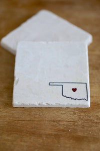 Oklahoma Home/ Oklahoma Marble Coasters/Oklahoma Love/ Oklahoma Heart/ Oklahoma Gift/ Stone Coasters/ personalized coasters