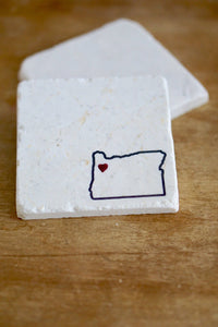 Oregon Home / Oregon Marble Coasters / Portland gift / Portland love/ Oregon Love/Oregon Heart/Oregon Gift/ Stone Coasters/ personalized