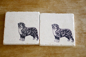 Bernese Mountain Dog Marble Coasters- Bernese Mountain Dog Gift- marble tile stone natural drink coasters- coaster set