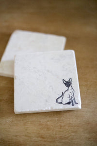Siamese Cat Marble Drink Coaster Gift- Siamese Cat Gift- custom coasters/ tile coasters/ stone coasters/ drink coasters