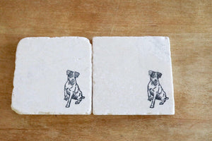 Jack Russell Dog Marble Coasters/Jack Russell / Drink Coaster/ Tumbled Marble Coasters/ Coaster Set/Jack Russell Gift / Farmhouse Decor