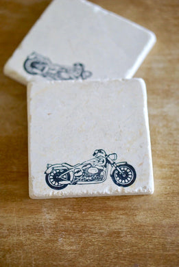 Motorcycle Marble Coaster set/ gift for him/ motorcycle home decor/ tile coaster/ stone coasters/ drink coasters/ custom coasters/ rustic