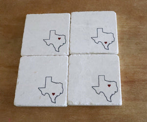 Texas Marble Coaster/ Texas Love/ Texas Decor/ Dallas/ Houston/ Austin/ tile coaster/ stone coasters/ marble coasters/ drink coasters