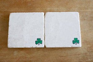 Shamrock Marble Coasters/Four Leaf Clover Coaster/St. Patrick's Day Decor/ Stone Coasters/ Drink Coasters/ Marble Coaster Set/ Good Luck