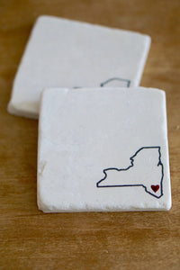 New York Home/ New York Marble Coasters/ New York Love/ New York Heart/ New York Gift/ Stone Coasters/ Marble Coasters/Tile Coasters/ custom