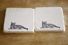 Tabby Cat Marble Coaster Set/ Cat loss/ Cat Gift/natural coasters/ coaster set/ tile coaster/ stone coaster/farmhouse/