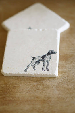 German Short Hair Pointer Marble Coasters - Lace, Grace & Peonies