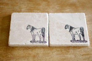 Horse Marble Coasters/ Horse gifts/ marble dog coasters/ horse decor/ marble coasters/ coaster set/ tile coasters/ stone coasters/lace grace